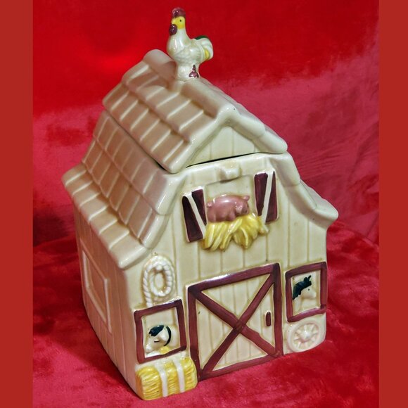Metlox Cookie Jar MAC'S BARN VINTAGE Poppytrail VERY RARE Hard to Find ROOSTER - Picture 3 of 16